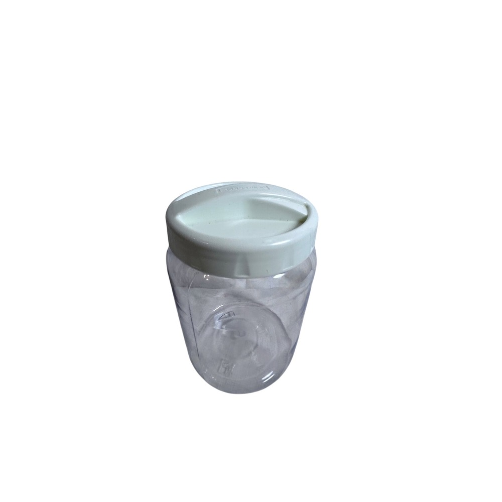 Rubbermaid Canister Jar 7in Clear White Servin Saver Handle Lid Kitchen Storage